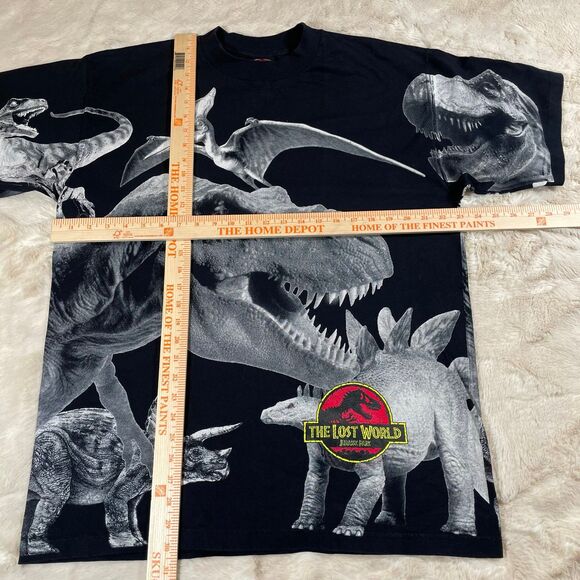 Vintage All Over Print Jurassic Park T-Shirt “The Lost World” T Rex Mens XL - Picture 9 of 9